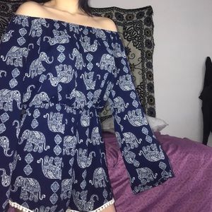 blue and white elephant romper